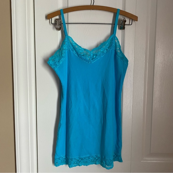 No Boundaries Junior’s XL (15-17)Aquamarine Teal Turquoise Lace Cami Y2K Fairy - Picture 1 of 9